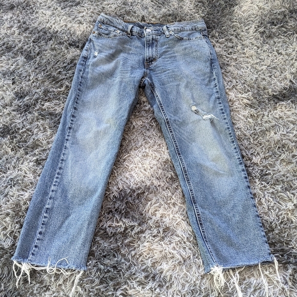 Levi's 541 Ankle 30x25 Raw Hem Light Wash Lightly Distressed Jeans - Picture 13 of 13